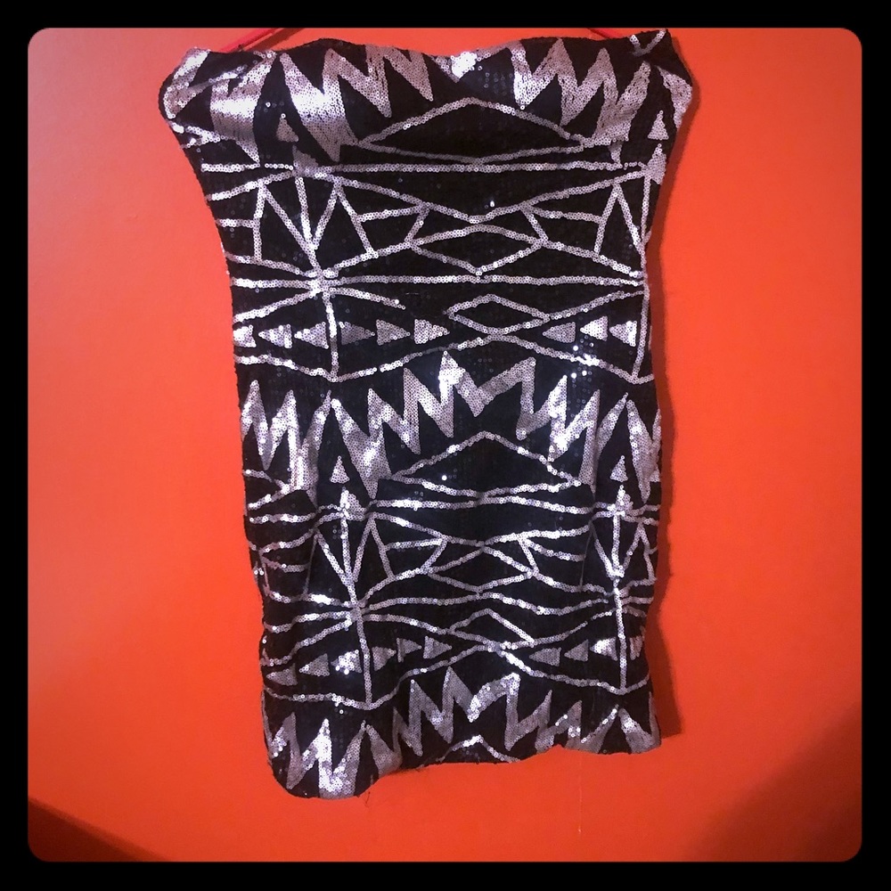 Black Silver dress mini sequence